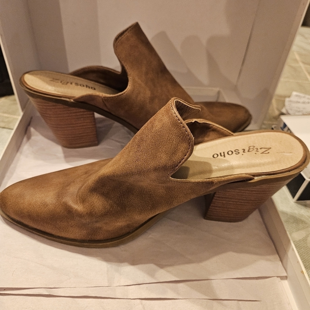 Womens 10 heel boot brown Zigisoho mule block heels western